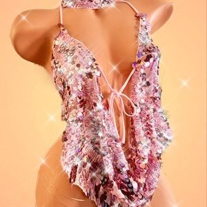 Sparklie Pink Exotic Dancewear 3 piece set